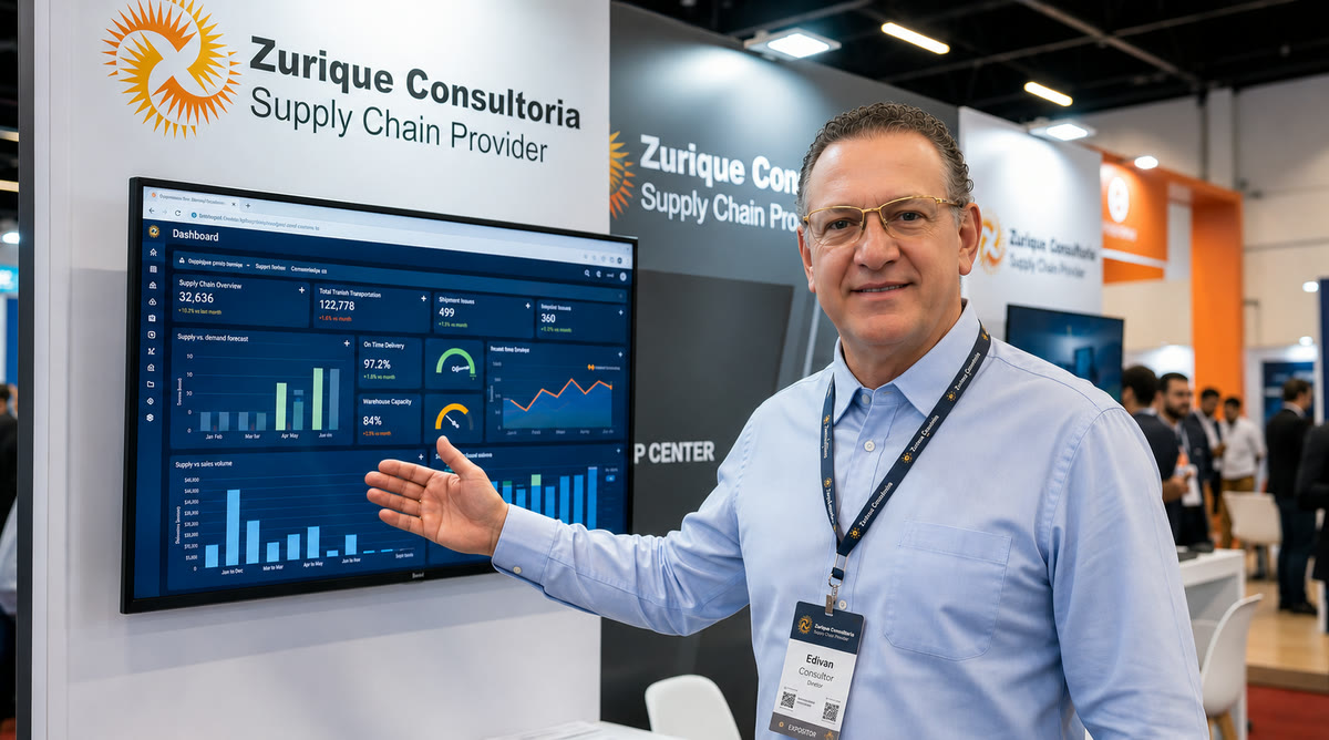 Edivan, diretor comercial da Zurique, apresentando soluções de planejamento industrial